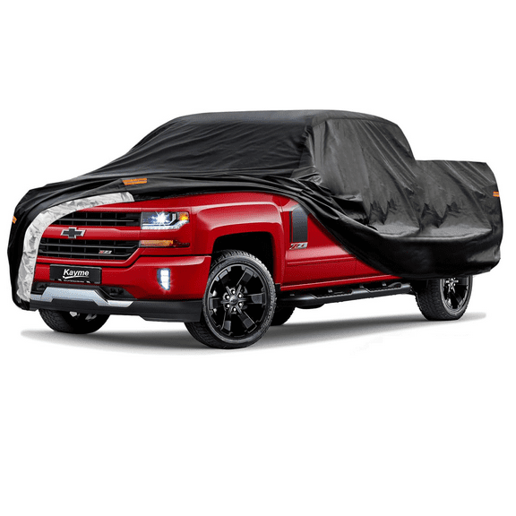 Kayme 6 Layers Waterproof Heavy Duty Outdoor Truck Cover, XXL Universal Fit (Length up to 250 inch), Black