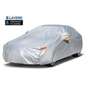 Kayme 6 Layers Waterproof Matte Car Cover, Size A2 Fit for Sedan 186 to 193 inch, Sliver
