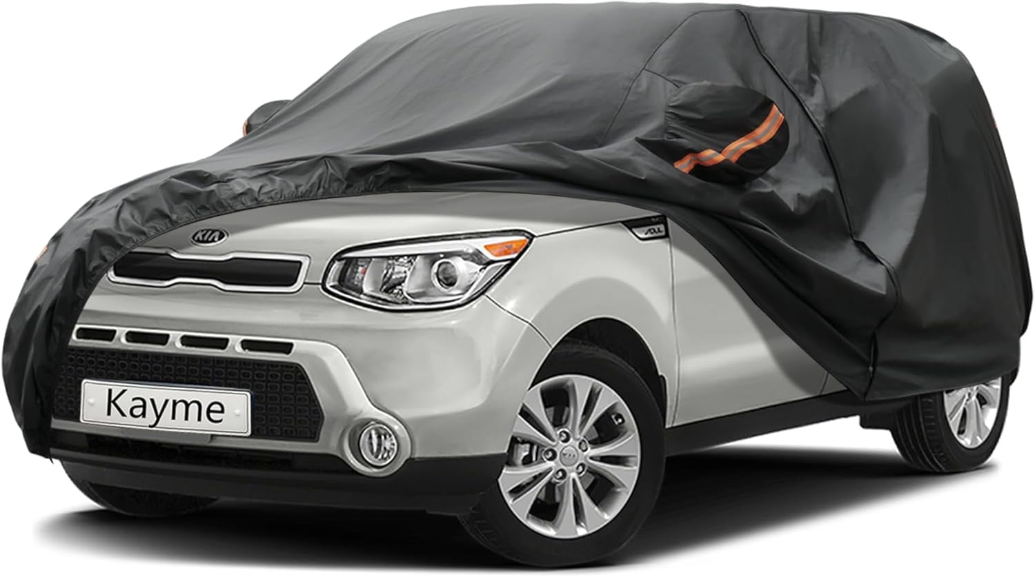 Kayme 6 Layers Waterproof PE Car Cover, Custom Fit for Kia Soul (2009-2025), Black