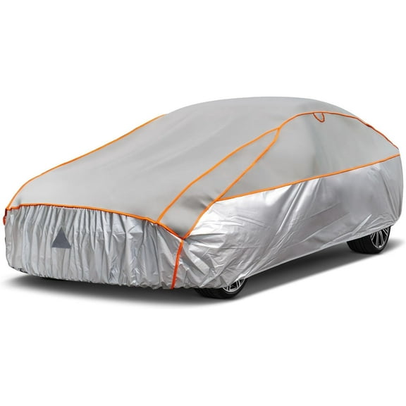 Kayme Anti Hail Multilayer Thickened Full Car Cover, Outdoor Waterproof All Weather Universial Fit for Sedan 186 to 193 inch, Grey