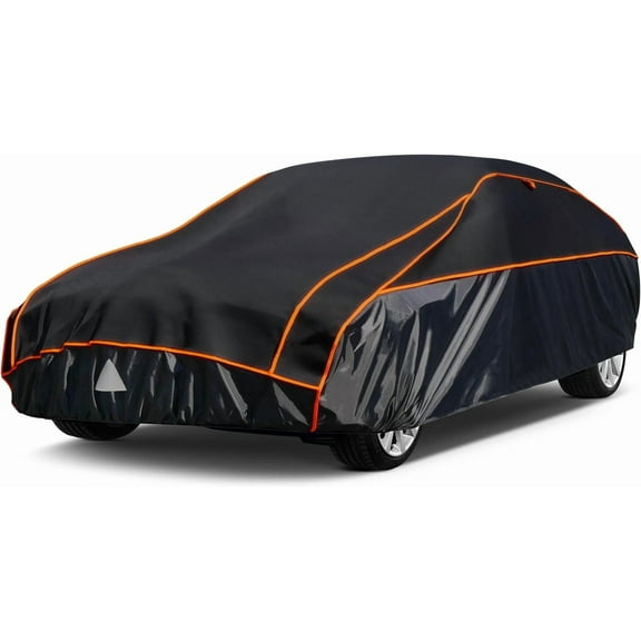 Kayme Anti Hail Multilayer Thickened Full Car Cover, Outdoor Waterproof Universial Fit for Sedan 186 to 193 inch, Black