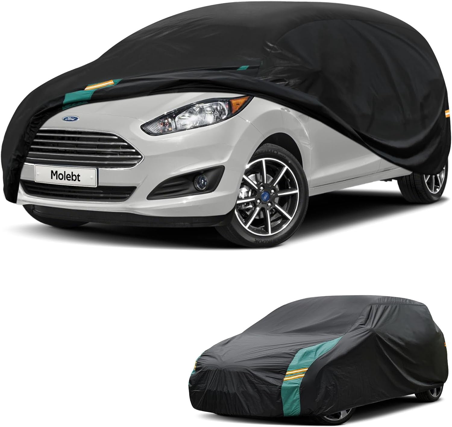Kayme Car Covers for Hatchback Waterproof All Weather, Universal Fit for Mini Cooper, Toyota Yaris, Kia Rio, Mirage, Ford Fiesta, Rain Winter Sun Protection. (Length: 143"-163")