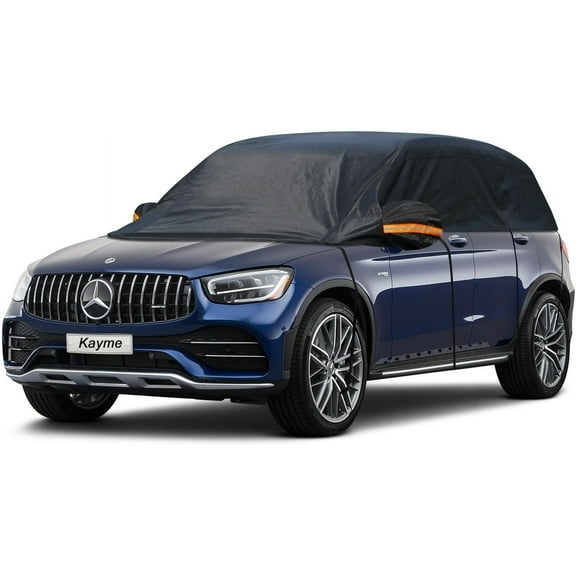 Kayme Half Car Cover, Front Rear Window Cover with Reflective Straps, Size YL Fit SUV up to 142