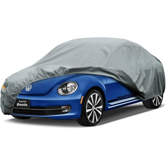Kayme Heavy Duty Car Cover Custom Fit Volkswagen Beetle/New Beetle/VW Bug Waterproof All Weather for Automobiles, Full Exterior Covers Sun Rain UV Protection.