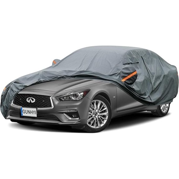 Kayme Premium Car Cover Custom Fit Infiniti Q50, 16 Layers Heavy Duty Waterproof All Weather Car Cover with Zipper Door for Sun Rain Snow Dust UV Protection