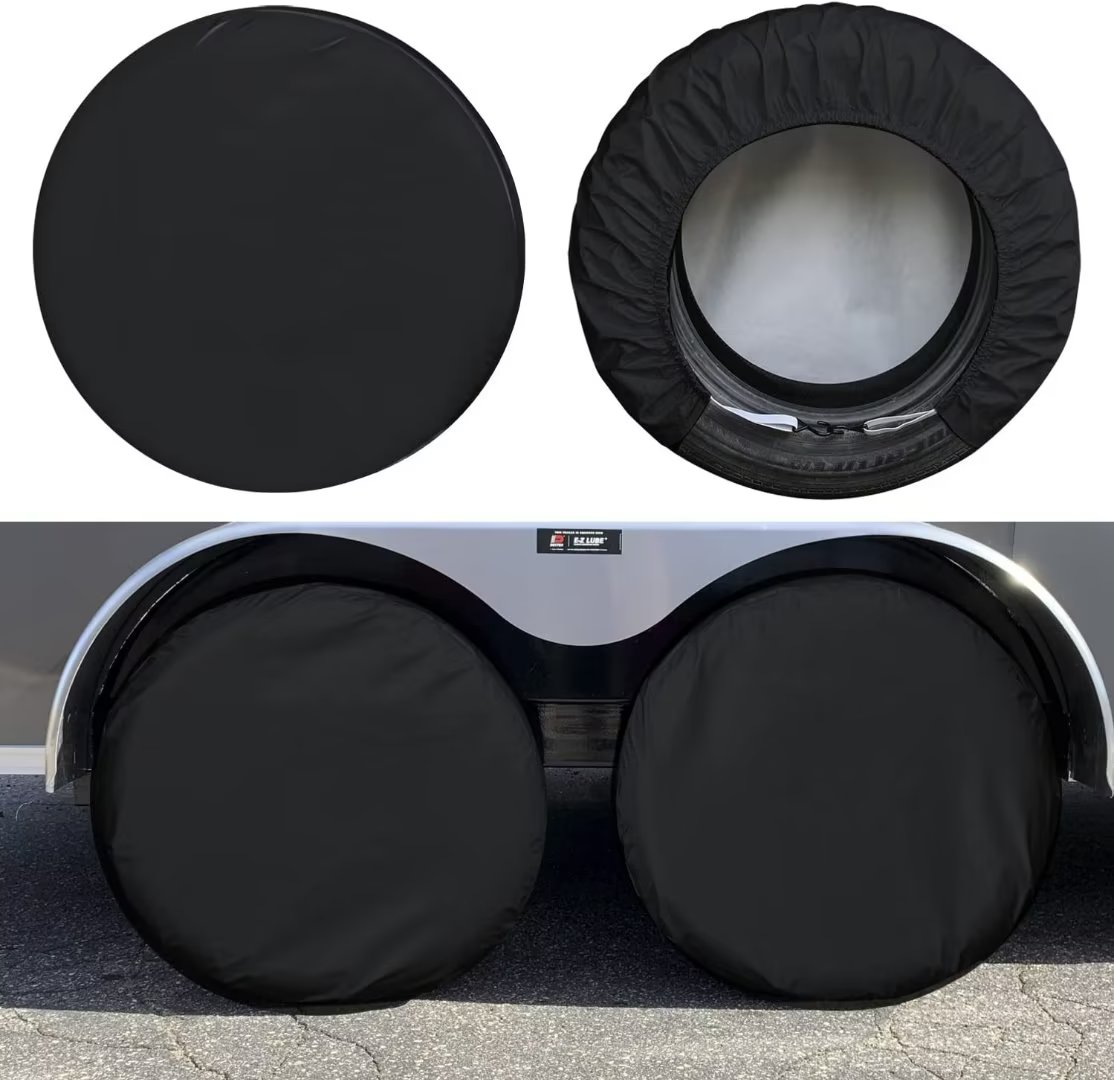 Kayme RV Tire Cover Set of 4, Camper Trailer Wheel Cover, Fit for 27-29  inch Tire Diameter, Black