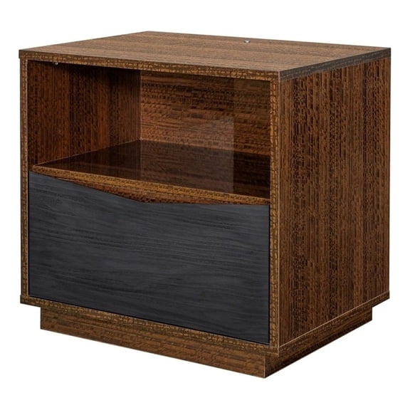 Kayner 1-Drawer Nightstand with LED Lights - Charcoal