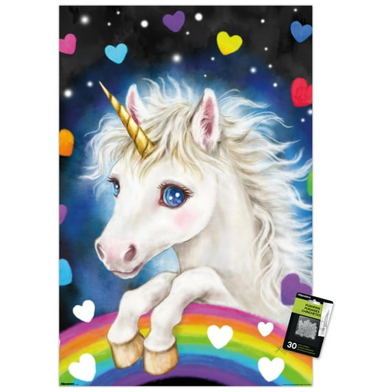 Kayomi Harai - Lovely Unicorn Wall Poster with Pushpins, 22.375" x 34"