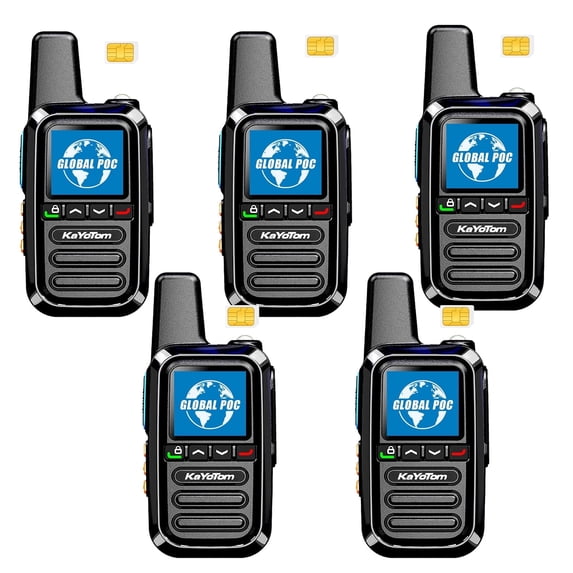 Kayotom 4G Walkie Talkies Unlimited Range, SIM Card Included, No Monthly Fee, Two Way Radio, 5 Pack