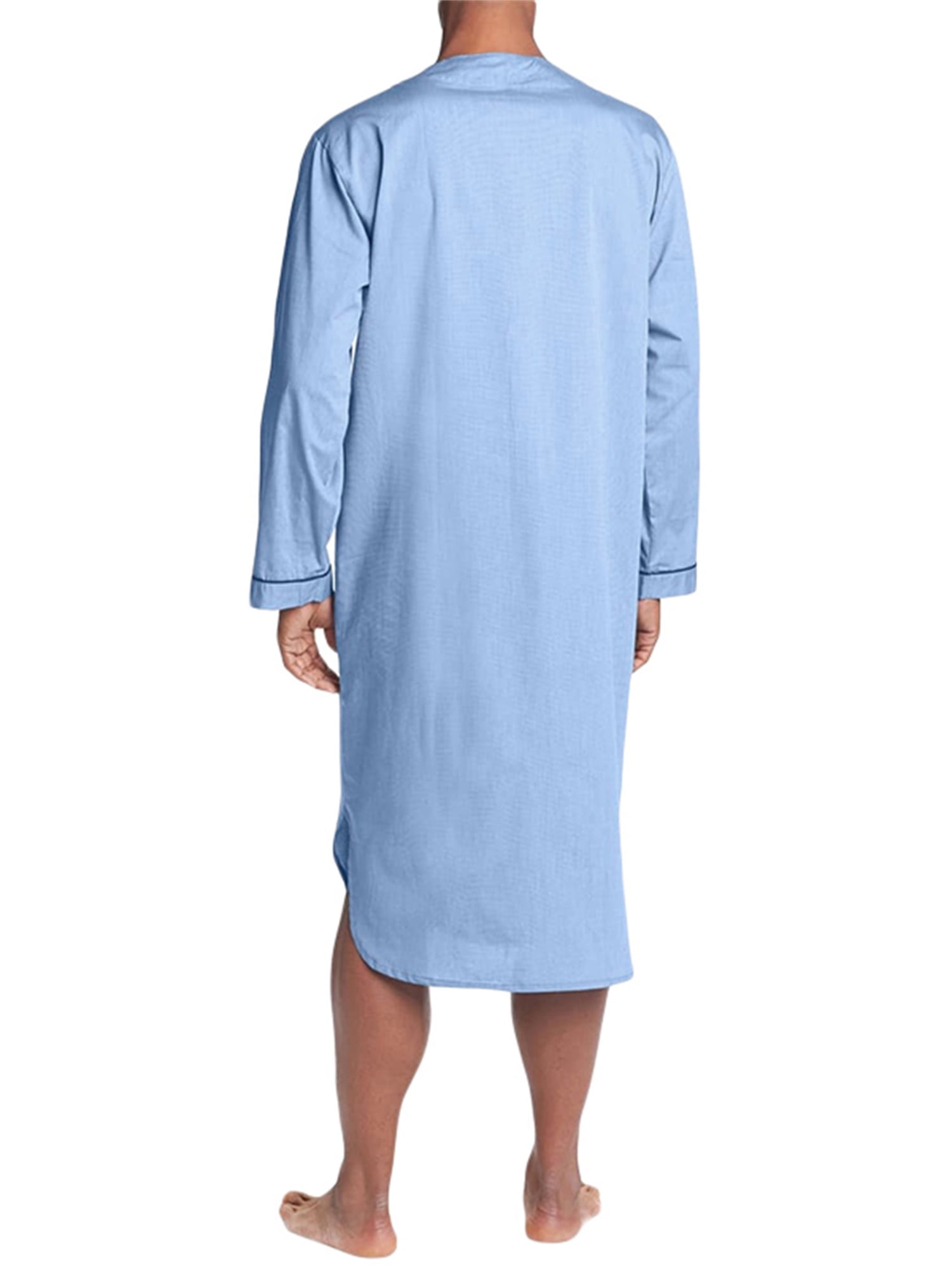 Kayotuas Men's Nightshirt, Comfy Nightwear Big&Tall V Neck Long Sleeve Soft Loose Pajama Sleep