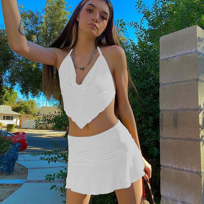 ruffle trim pleated tube top