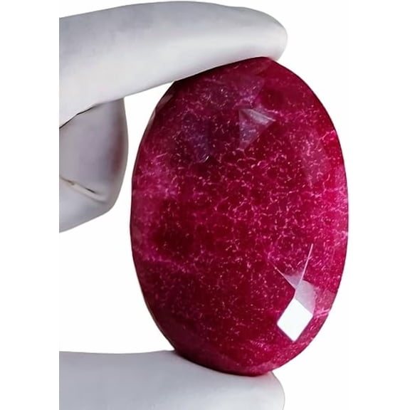 Kayra Natural Red Ruby 300-400 Ct Oval Burma Ruby for DIY Jewelry Ring, Pendant, Necklace Healing Crystal for Protection & Luck