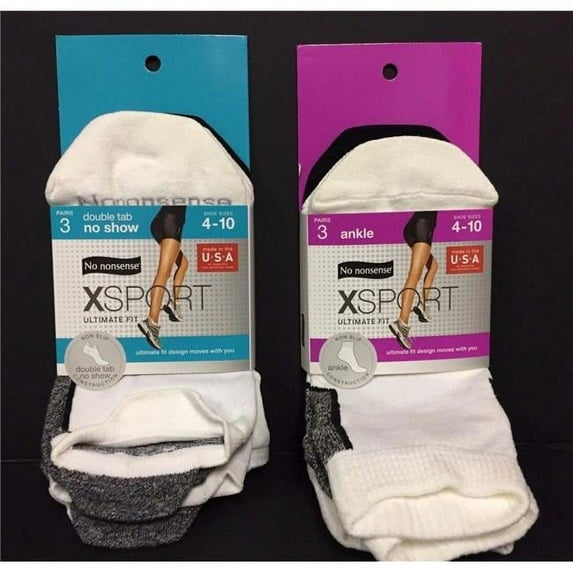 Kayser Roth 45052796 No Nonsense X Sport Ultimate Fit Socks, Assorted - Size 4-10 - Pack of 3