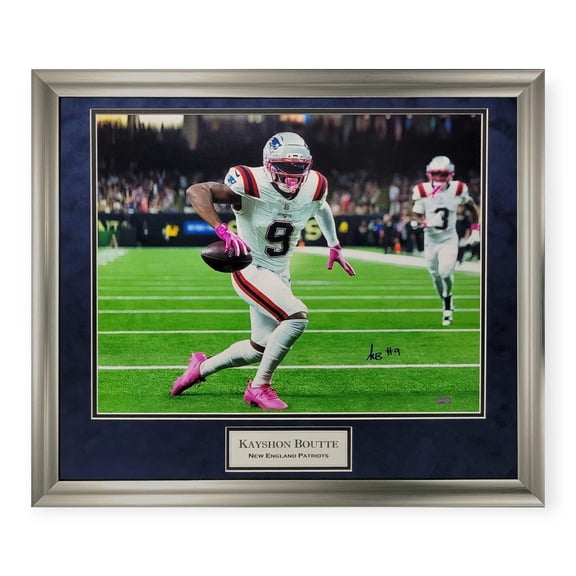 Kayshon Boutte New England Patriots Autographed 16x20 Photo Framed To 23x27 NEP
