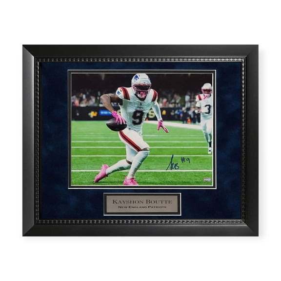 Kayshon Boutte New England Patriots Autographed 8x10 Photo Framed To 11x14 NEP