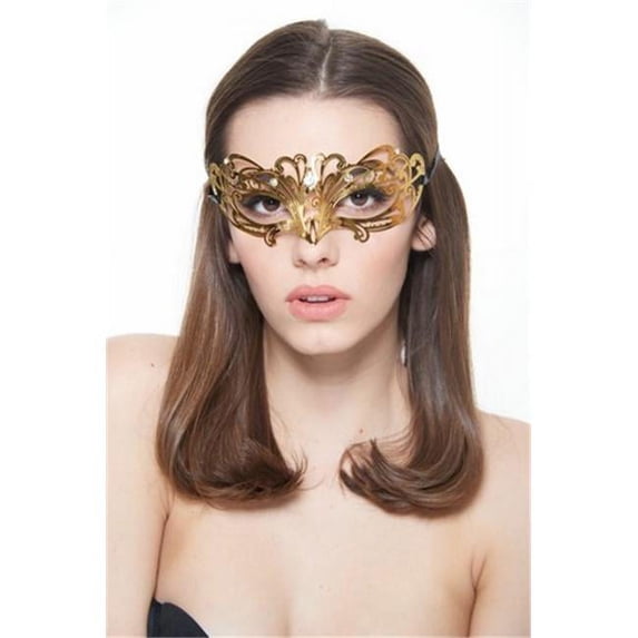 Kayso BC003GD Gold with Clear Rhinestones Classic Beauty Venetian Masquerade Mask - One Size