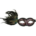 thumbnail image 1 of Kayso FM009B Carnival Plastic Masquerade Mask with Feathers, Black & Purple - One Size, 1 of 1