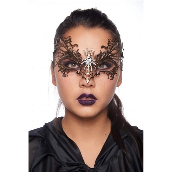 Kayso K2009VN One Eye Vintage Laser Cut Mask with Clear Rhinestones