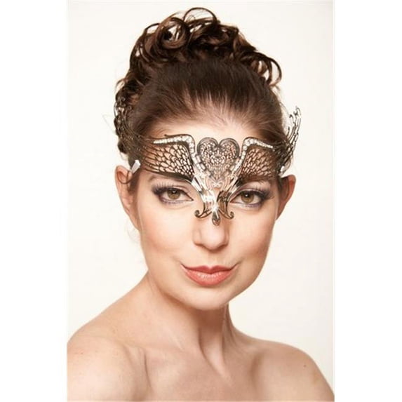 Kayso K2011SL Silver Laser Cut Metal Mask with Clear Rhinestones