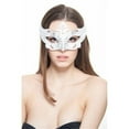 thumbnail image 1 of Kayso PM010WHSL Beautiful White & Silver Plastic Mask with Glitter Design, 1 of 1