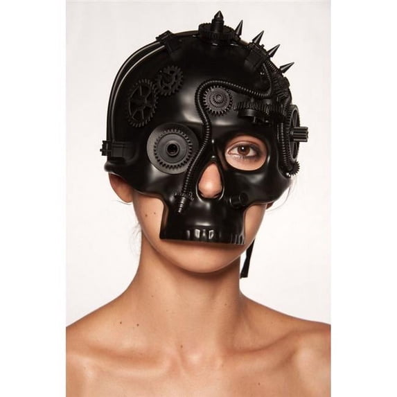 Kayso SPM029BK Matte Black Steampunk Mask with Spikes