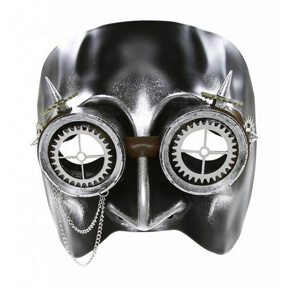 Kayso SPM035SL Silver Steampunk Mask with Gears & Spikes
