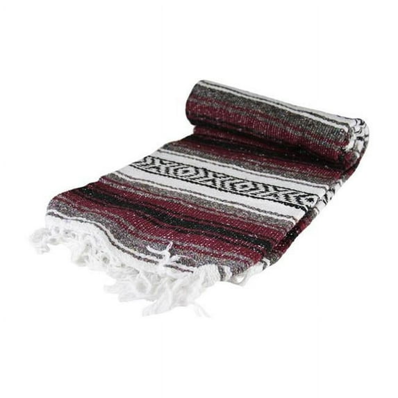 Kayso SW200M-BG Burgundy Mexican Blanket, 65 x 45 in.