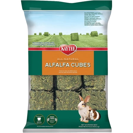 Kaytee Alfalfa Cubes for Rabbits, Guinea Pigs, and Other Small Animals, 15 Oz