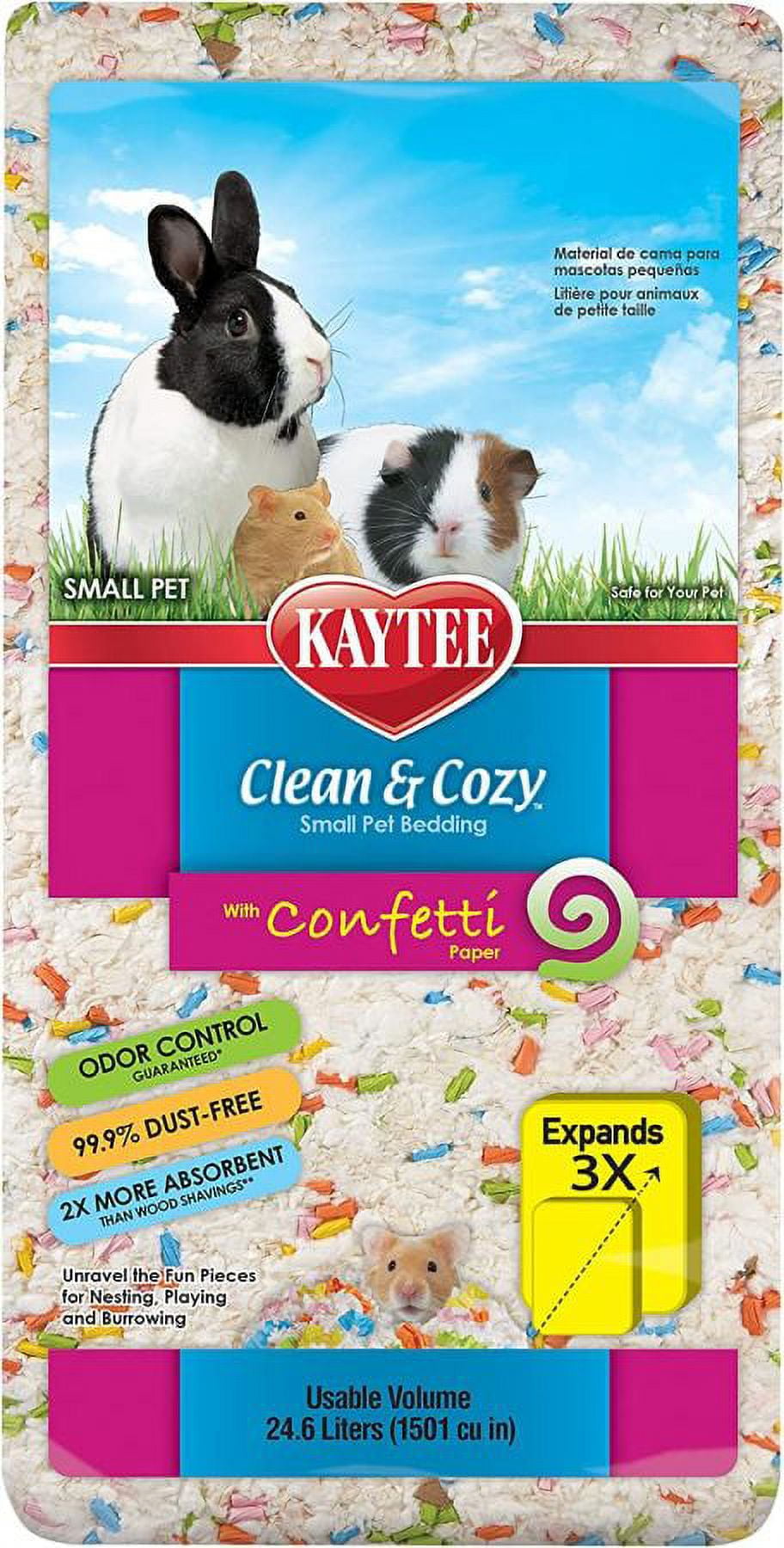 Kaytee Clean and Cozy with Confetti Paper Small Pet Bedding with Odor Control Small Pet Bedding Material 24.6 liter Walmart Business Supplies
