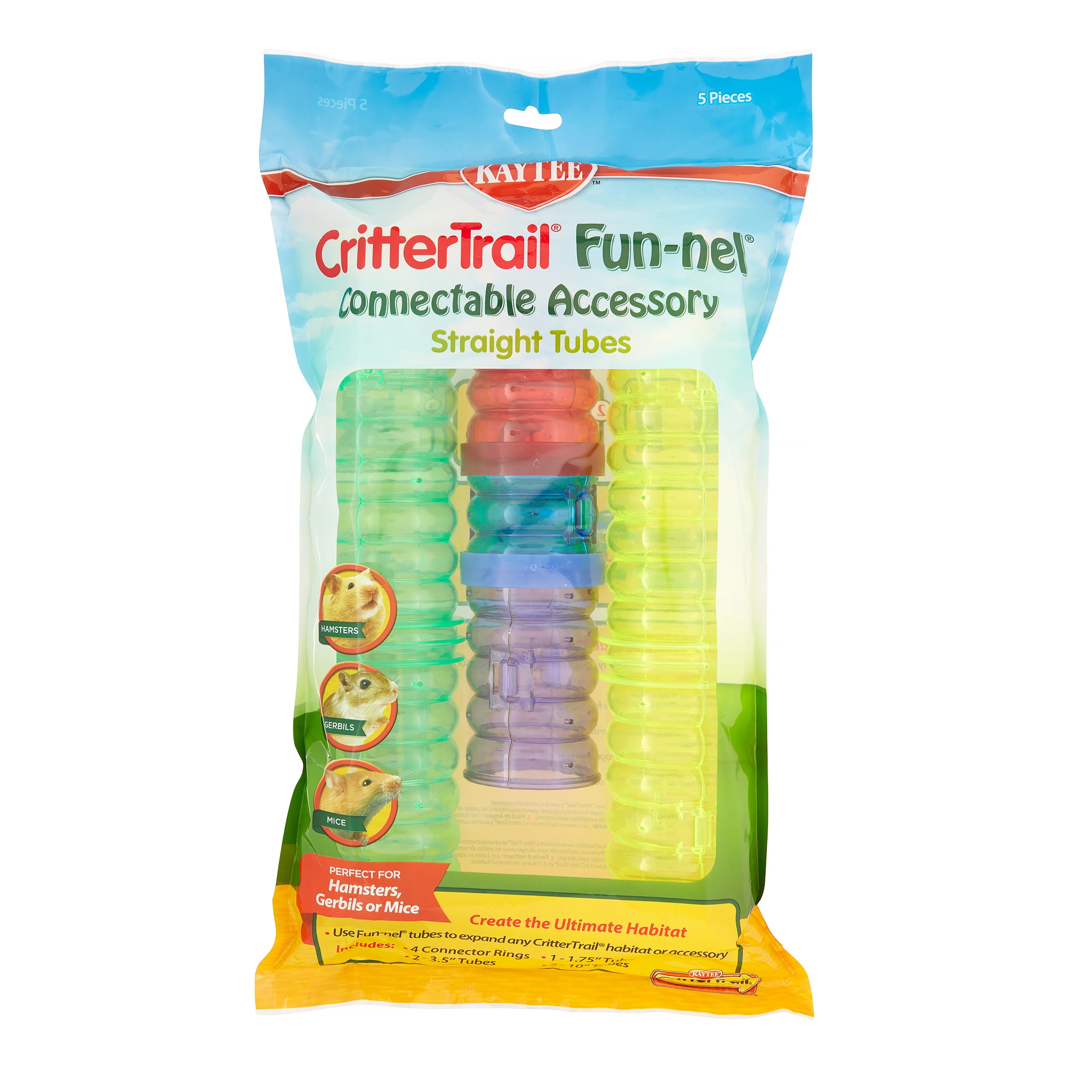 Kaytee CritterTrail Small Animal Funnels Straight Tubes, Assorted