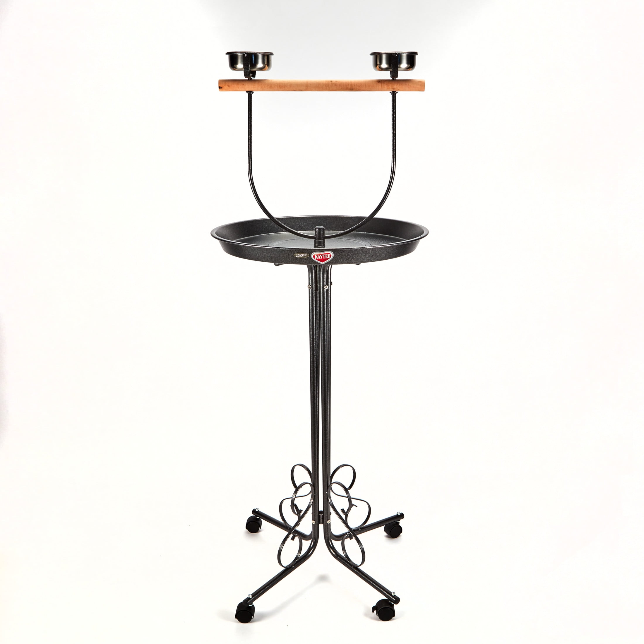 Medium Black Metal Bird T-Stand with Wood Perch