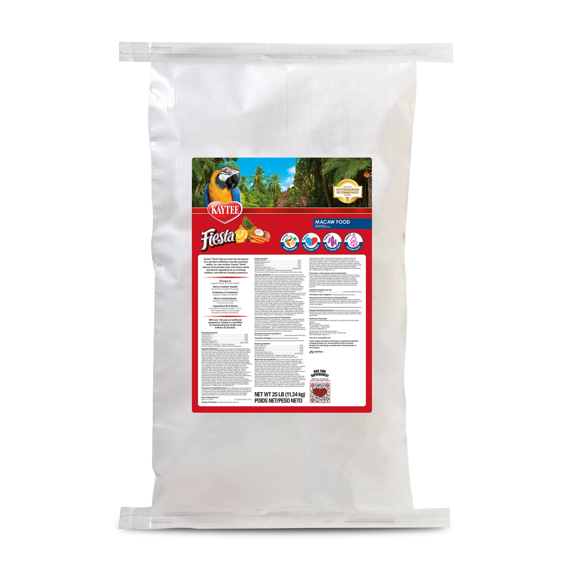 Kaytee Fiesta Macaw Food, 25 Pounds, Nutritionally Fortified Gourmet ...
