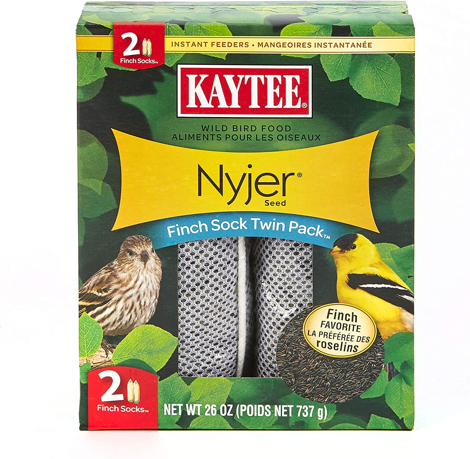 Kaytee Finch Sock Bird Feeder 26 oz (2 Count)