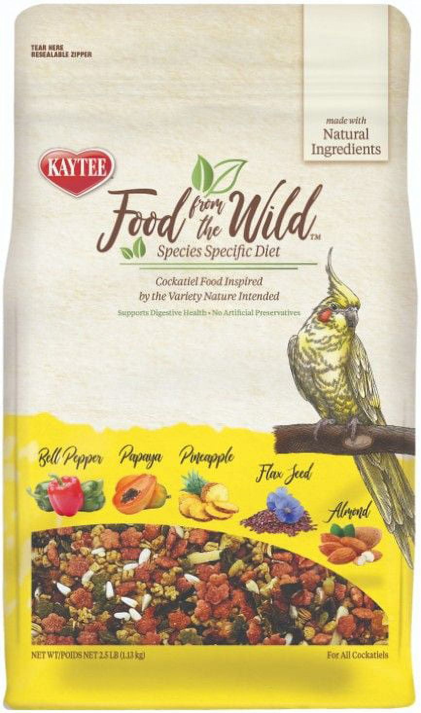 Kaytee Food From The Wild Cockatiel Food For Digestive Health [Bird, Food] 2.5 lbs