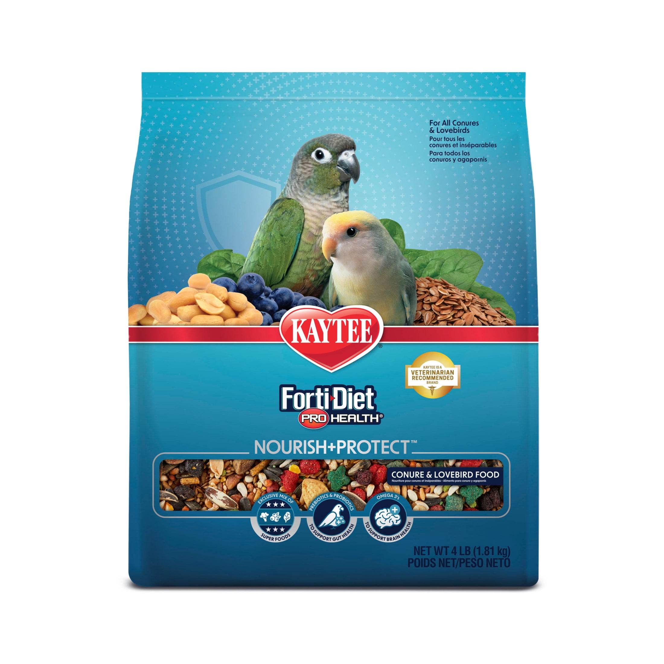 Kaytee Forti-Diet Pro Health Nourish+Protect Conure & Lovebird Food 4 Pounds