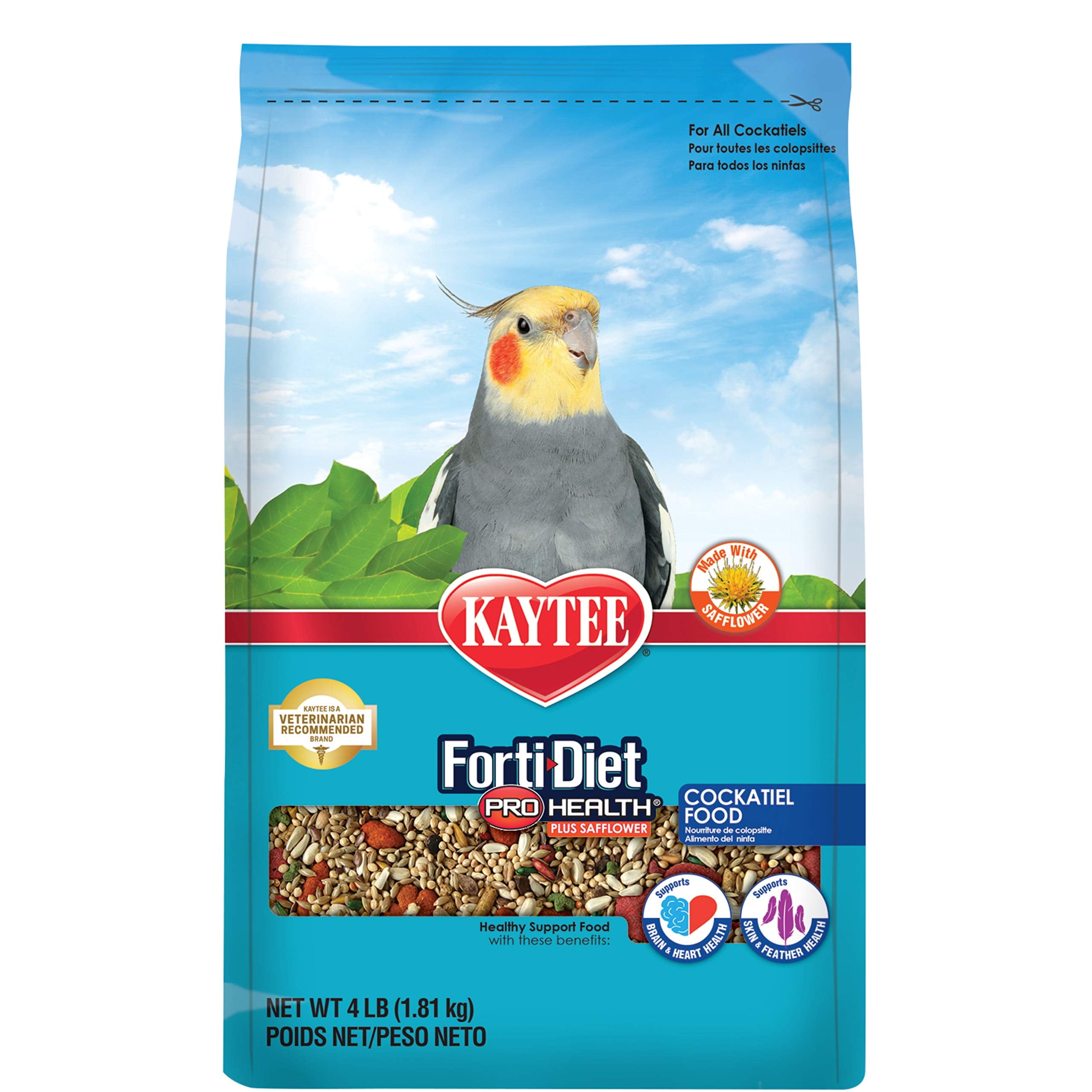 Kaytee Forti-Diet Pro TWE5&nbsp;Health Cockatiel Pet Bird Food with Safflower, 4 Pound