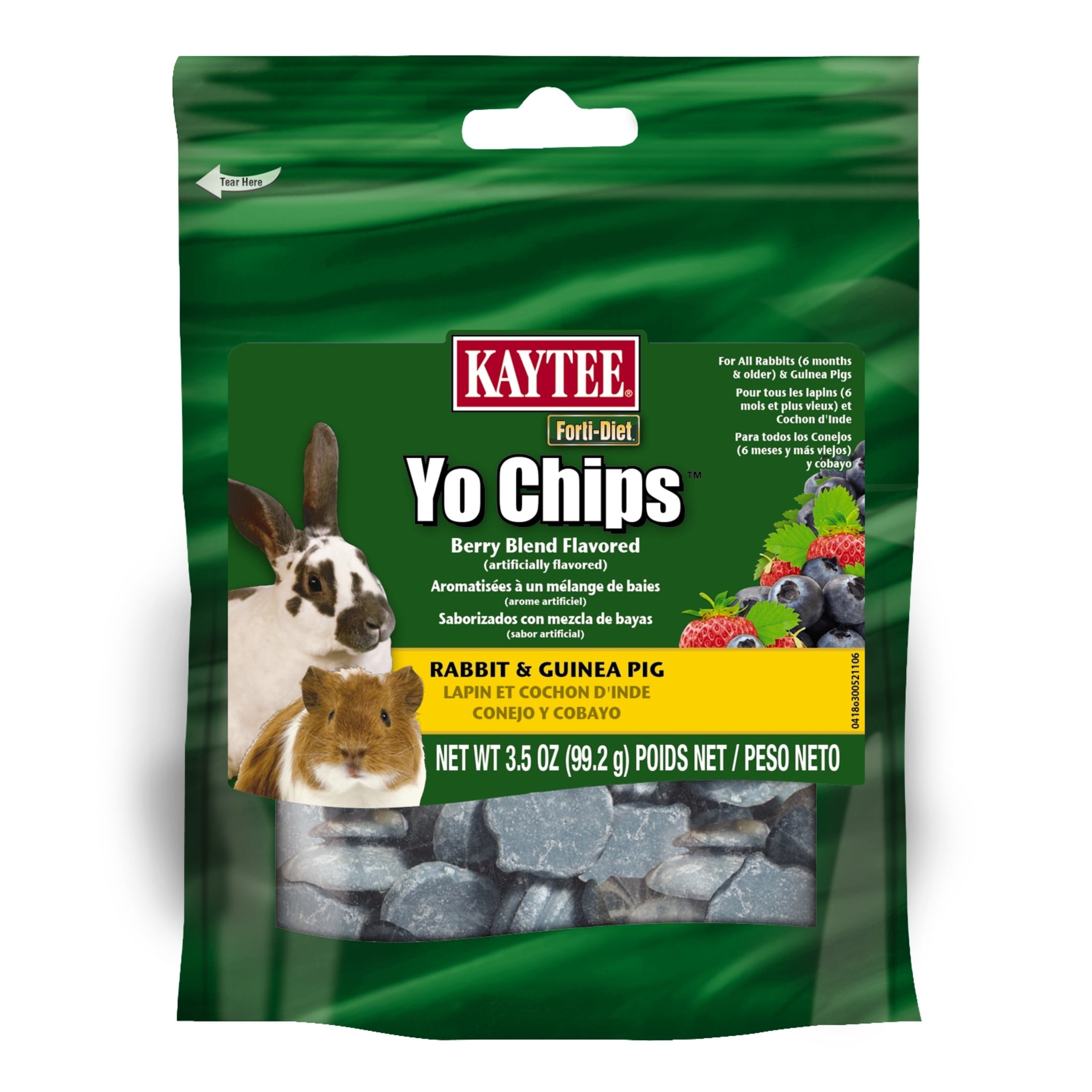 Kaytee Forti-Diet Yo Chips Rabbit/Guinea Pig Berry Flavored Treat, 3.5 oz.