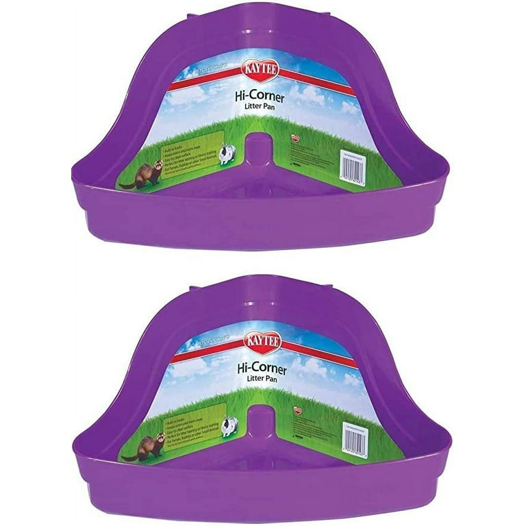 Kaytee Hi-Corner Litter Pan for Ferrets, Plastic Tray for Small