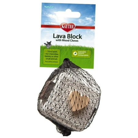Kaytee Lava Block with Wood Chews Trims Teeth Toy for Small Animals