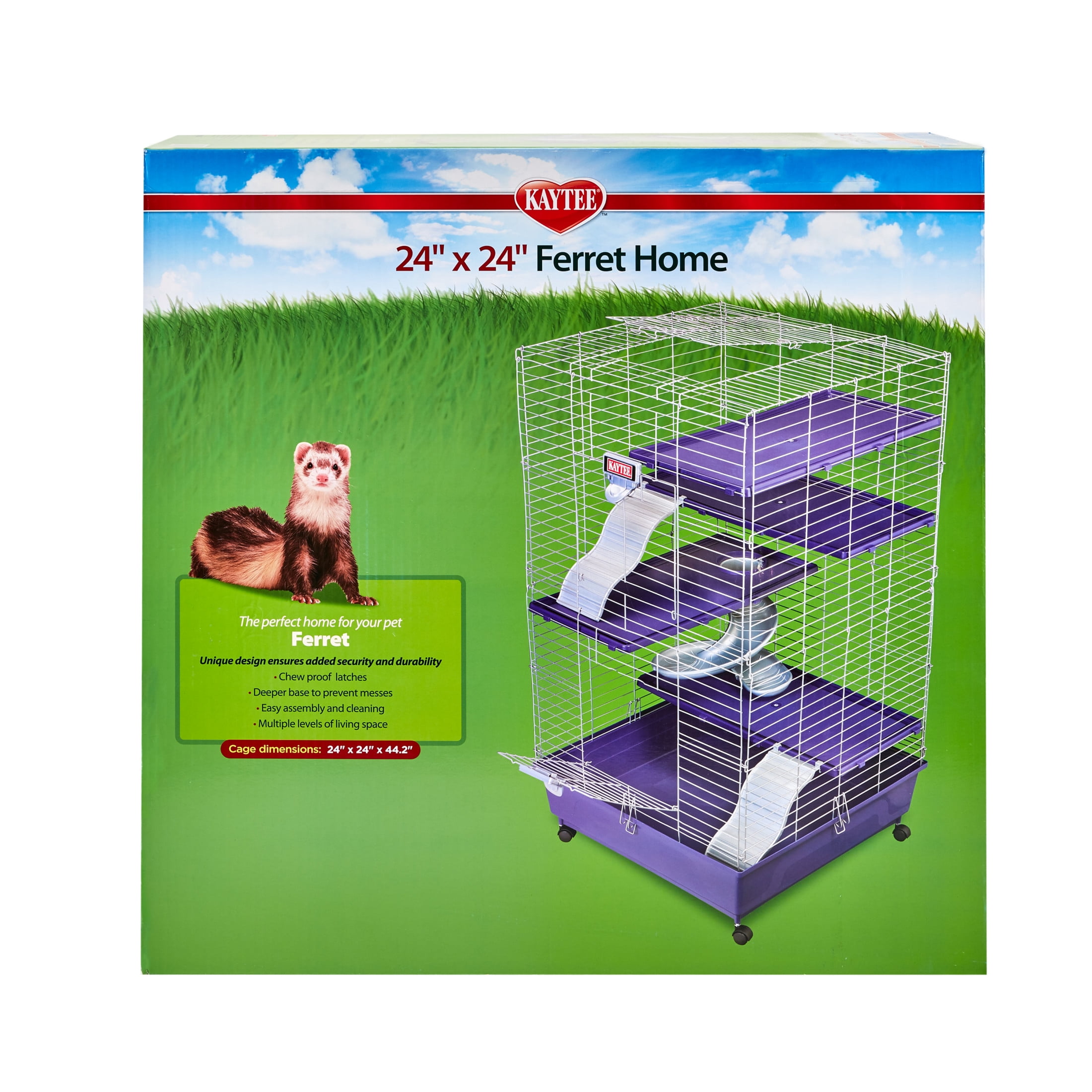 Kaytee My First Home Multi-Level Habitat with Casters for Pet Ferrets, 24 x 12 in