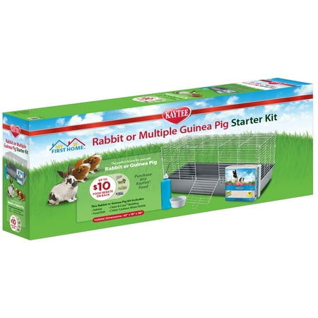 Kaytee My First Home Rabbit or Multiple Guinea Pig Starter Kit Habitat, 42” x 18” x 20”