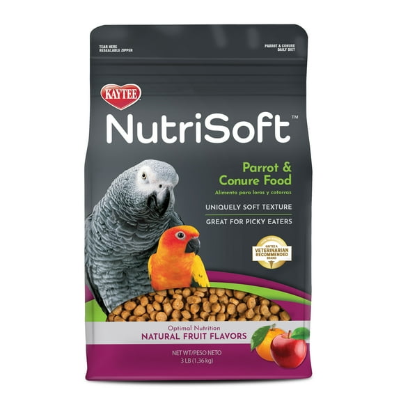 Kaytee Nutri Soft Pet Parrot & Conure Bird Food Seed, 3 Pound