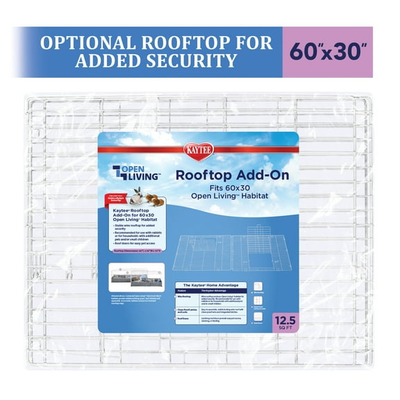 Kaytee Open Living Pet Rabbit or Guinea Pig Habitat Rooftop Add-on, 60" x 30" in
