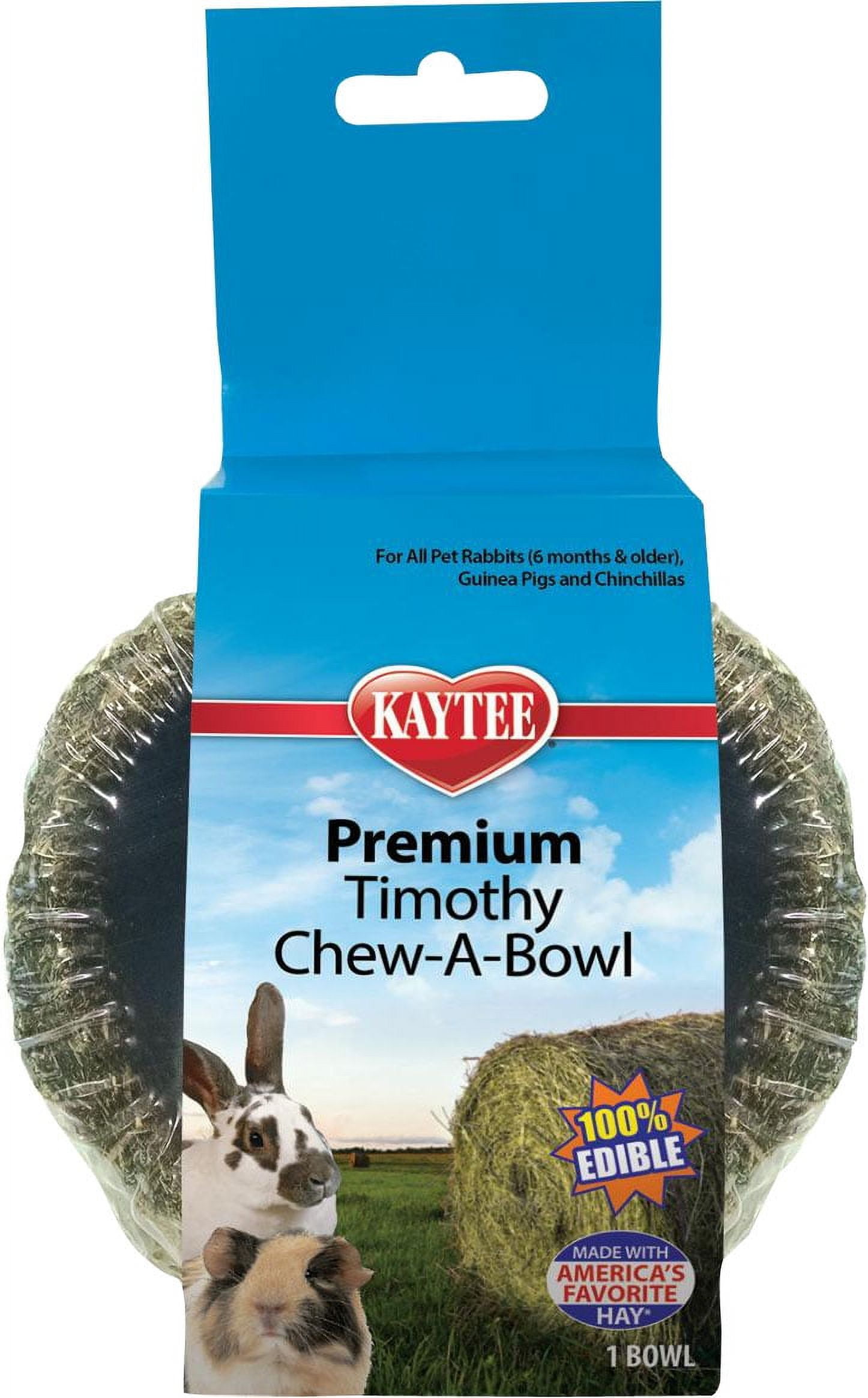 Kaytee Premium Timothy Hay Chew-A-Bowl for Rabbits, Guinea Pigs, and Chinchillas