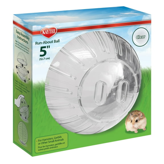 Kaytee Run-About Ball for Dwarf Hamsters, Mice and Other Small Animals, Clear 5 Inches
