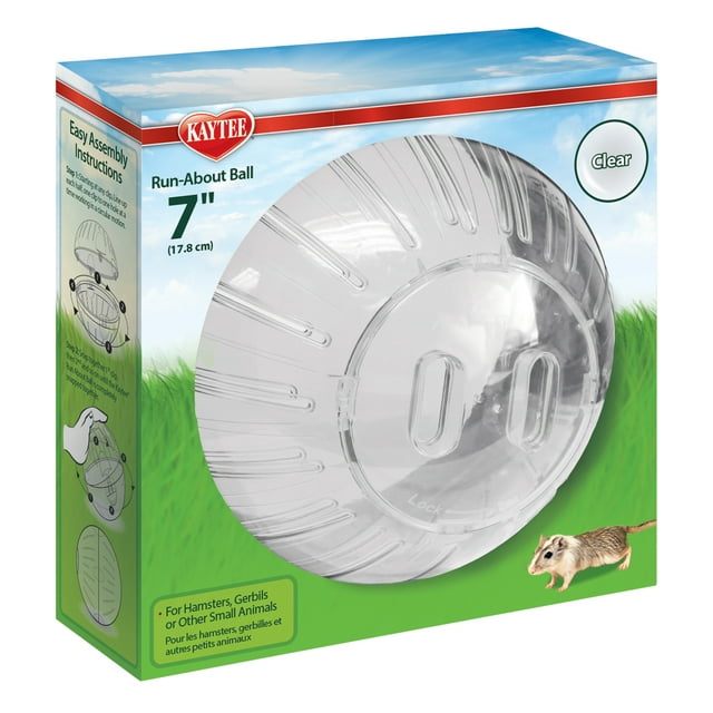 Kaytee Run-About Ball for Hamsters, Gerbils and Other Small Animals, Clear 7 Inches