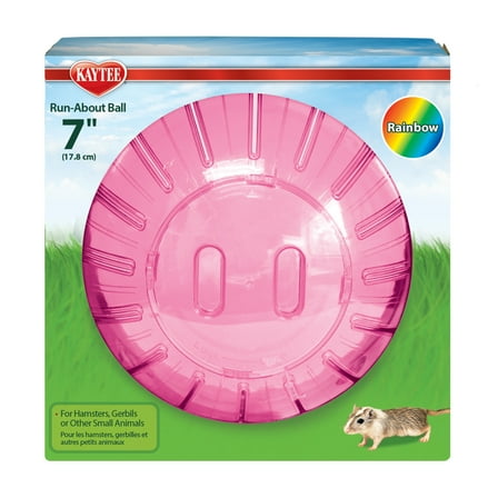 Kaytee Run-About Ball for Hamsters, Gerbils and Other Small Animals, Plastic Toy Exercise Ball, Color Varies 7 Inches