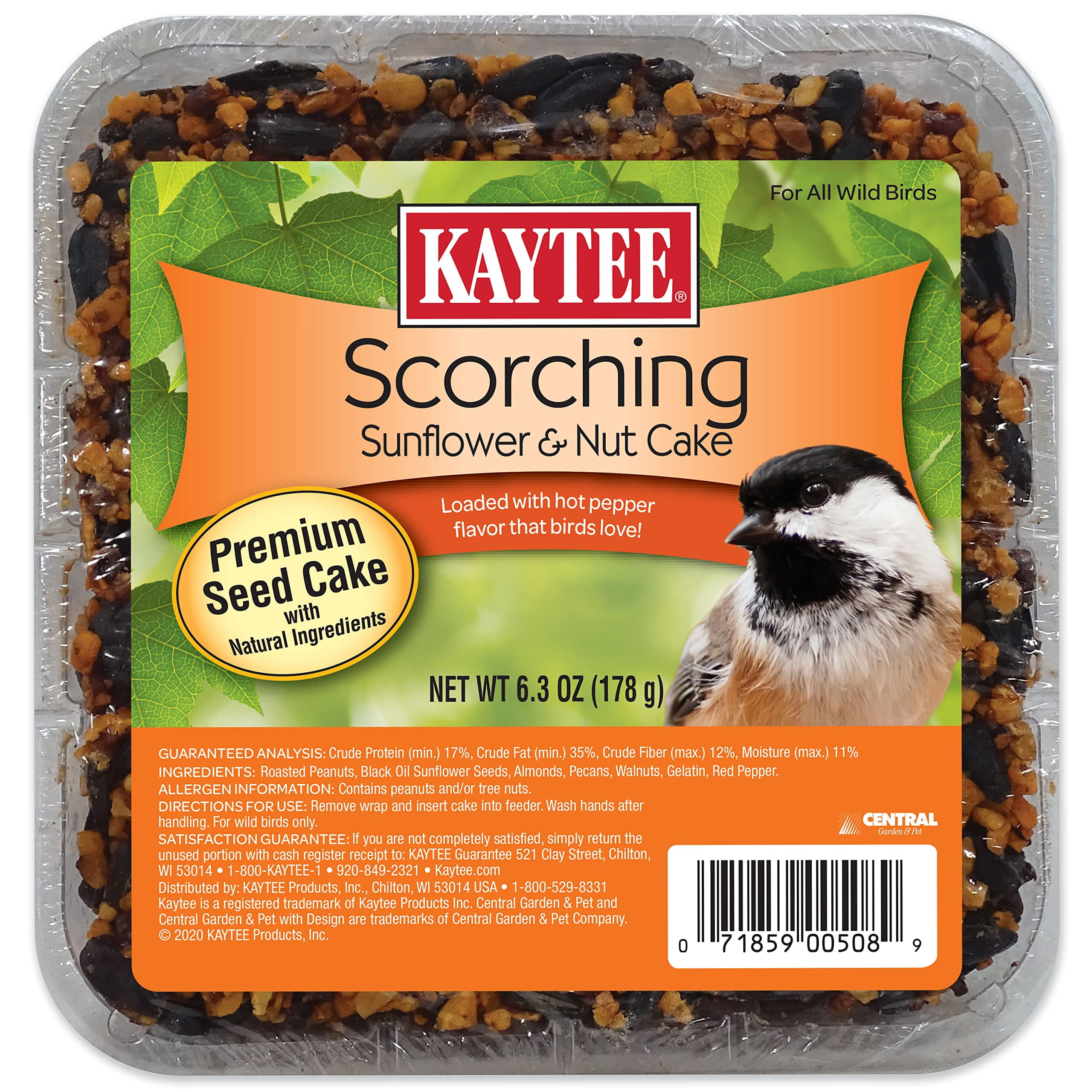 Kaytee Scorching Songbird Wild Bird Seed and Nut Cake Roasted Peanuts 6.3 oz.