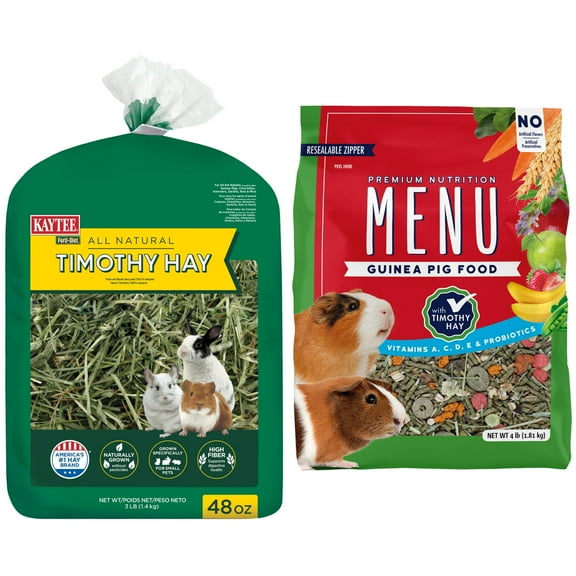 Kaytee Timothy Hay, 48Oz + Menu Premium Guinea Pig, 4LB