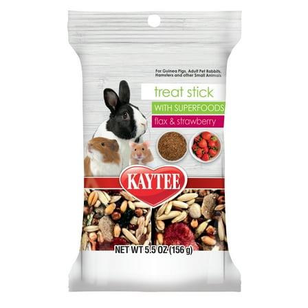 Kaytee Treat Stick with Superfoods, Flax & Strawberry, for Small Animals, 5.5 Ounces